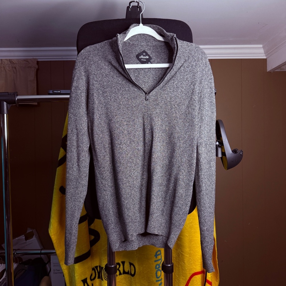Bonobos Men’s Cotton Quarter-Zip Pullover - Charcoal Grey, Size Small